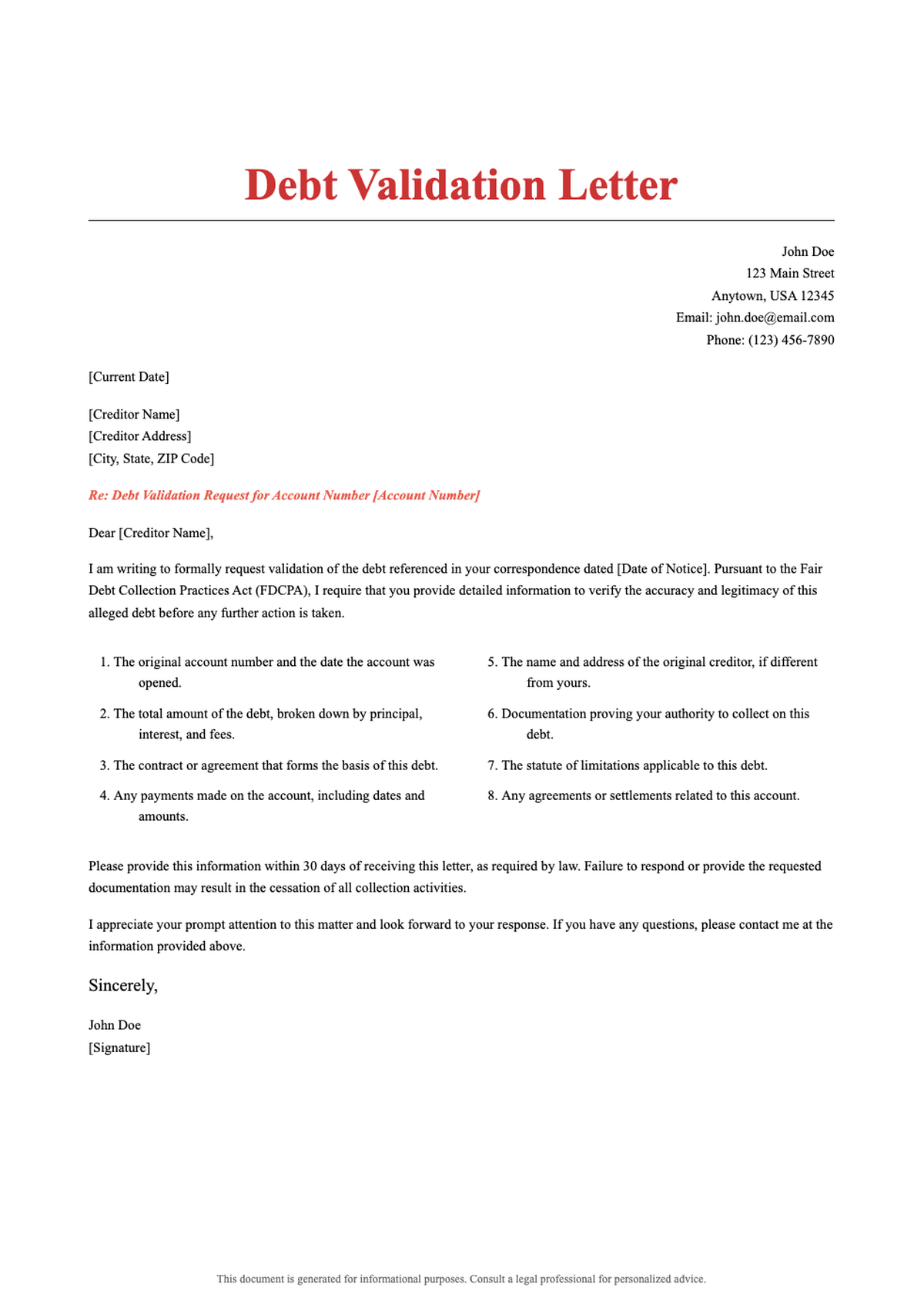 Debt validation letter template with red header and contact info_variant_1